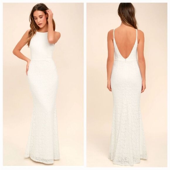 NEW Lulu's Ephemeral Allure Ivory Lace Maxi Wedding Bridal Dress Size Small - Picture 1 of 11